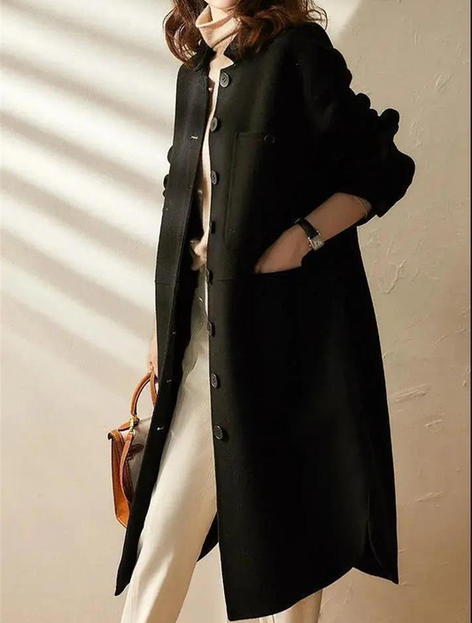 Button Front Long Coat for Women - Image 1