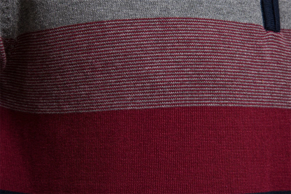 Striped Quarter Zip Sweater for Men - Image 5