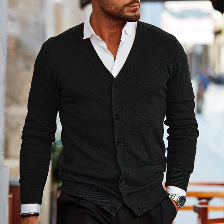 Button-Down V-Neck Sweater for Men - Image 1