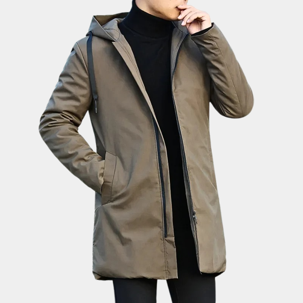 Hooded Mid-Length Coat for Men - Image 4