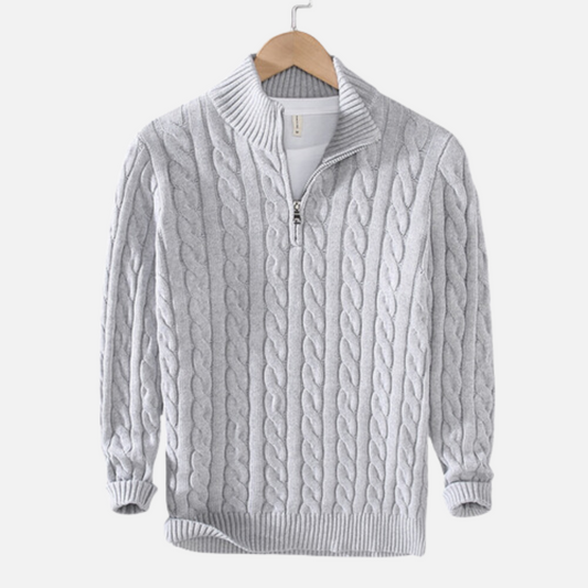 Cable Knit Quarter-Zip Sweater for Men - Image 1