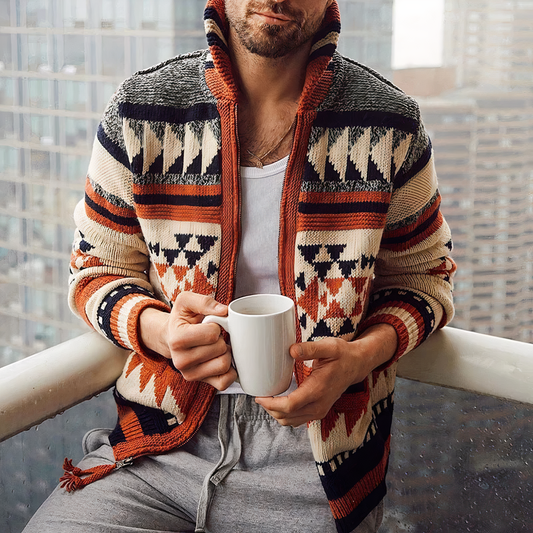 Patterned Zip Up Jacket for Men - Image 1