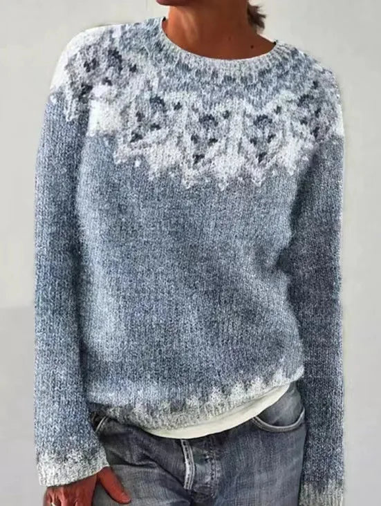 Patterned Crew Neck Sweater for Women - Image 6