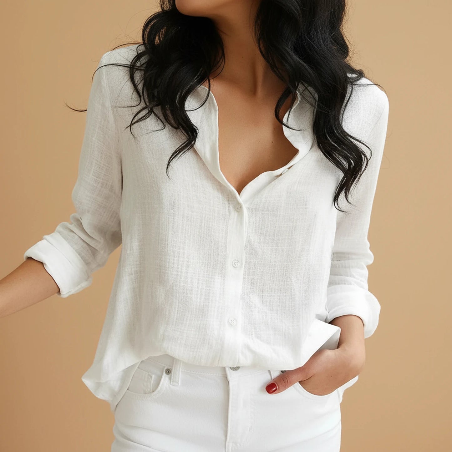 Button-Down Long Sleeve Blouse for Women