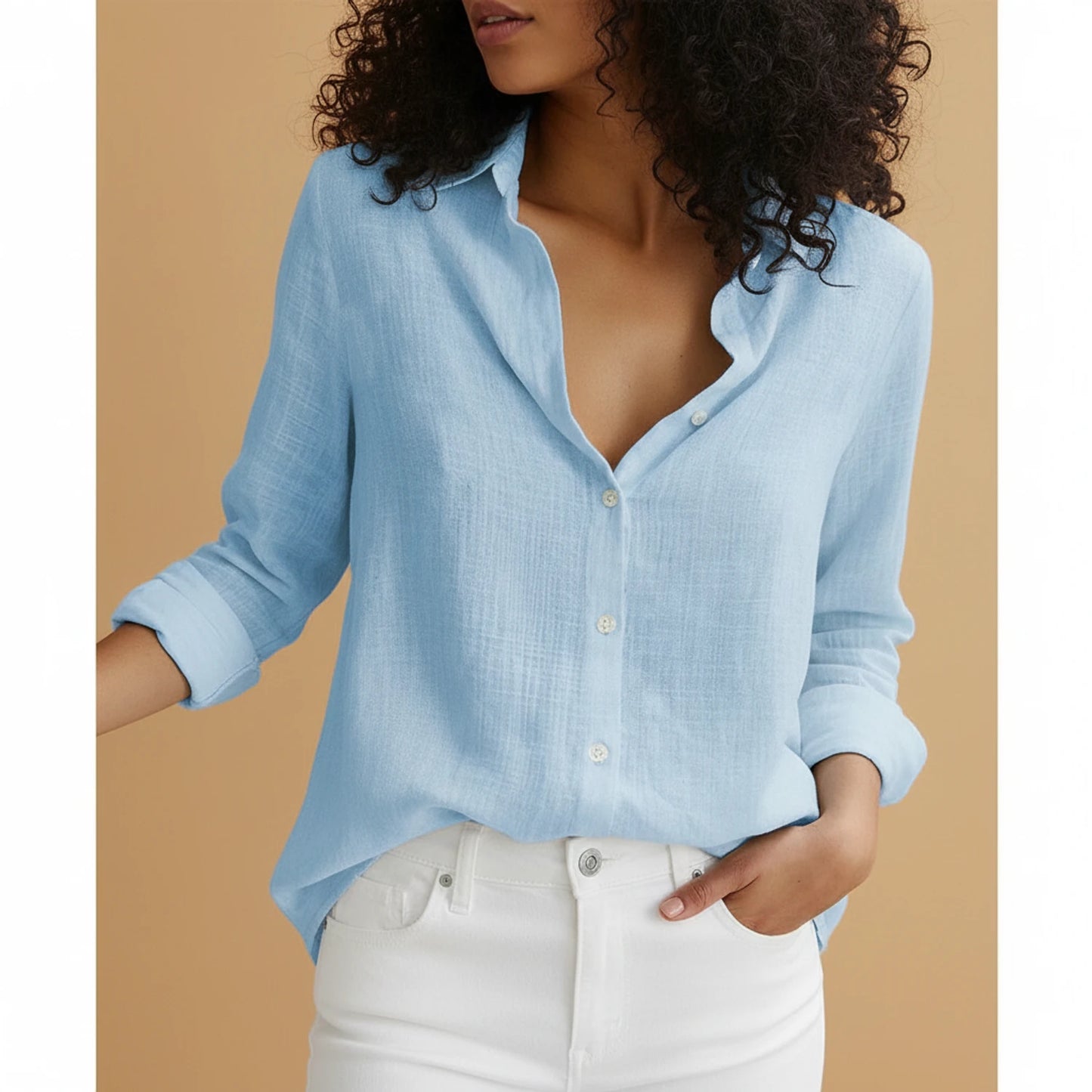 Button-Down Long Sleeve Blouse for Women