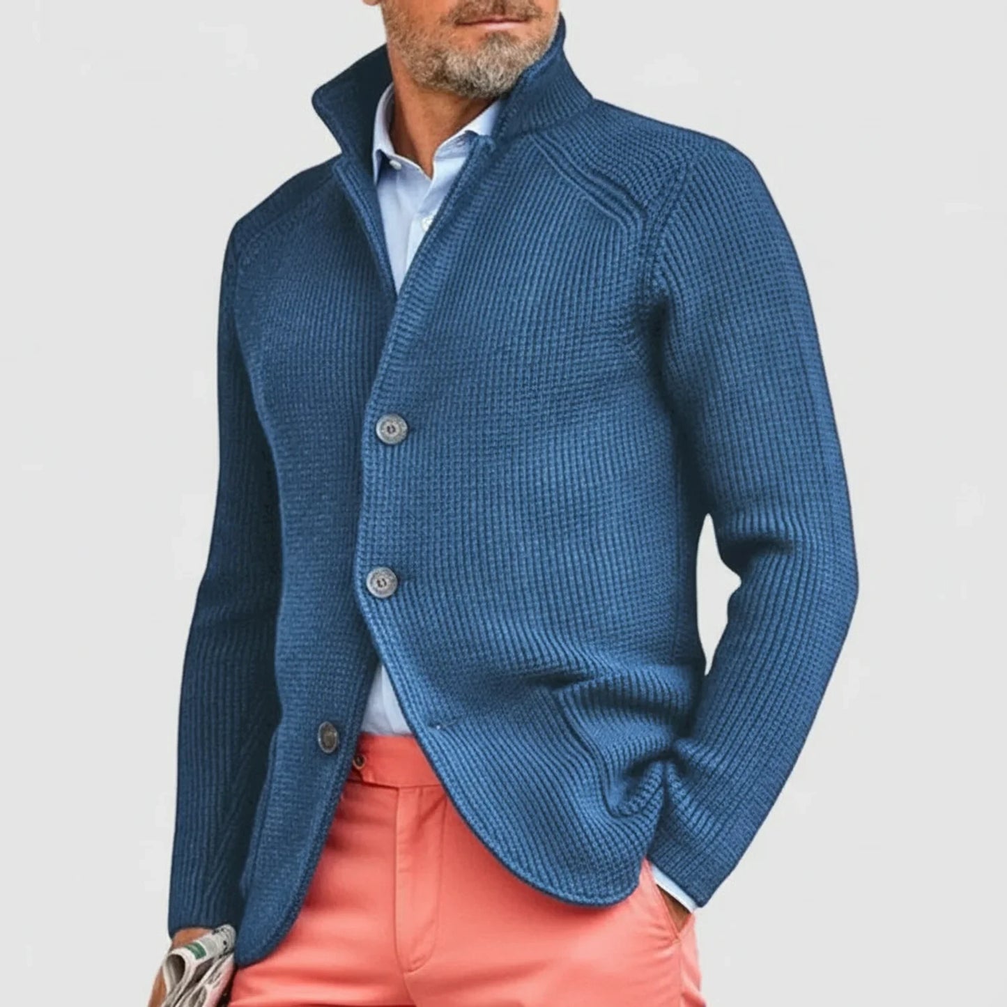 Button-Front Cardigan for Men AI replaced image