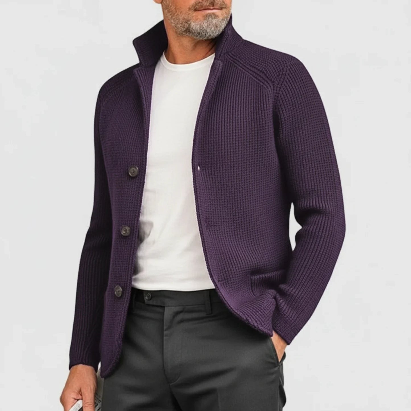 Button-Front Cardigan for Men AI replaced image