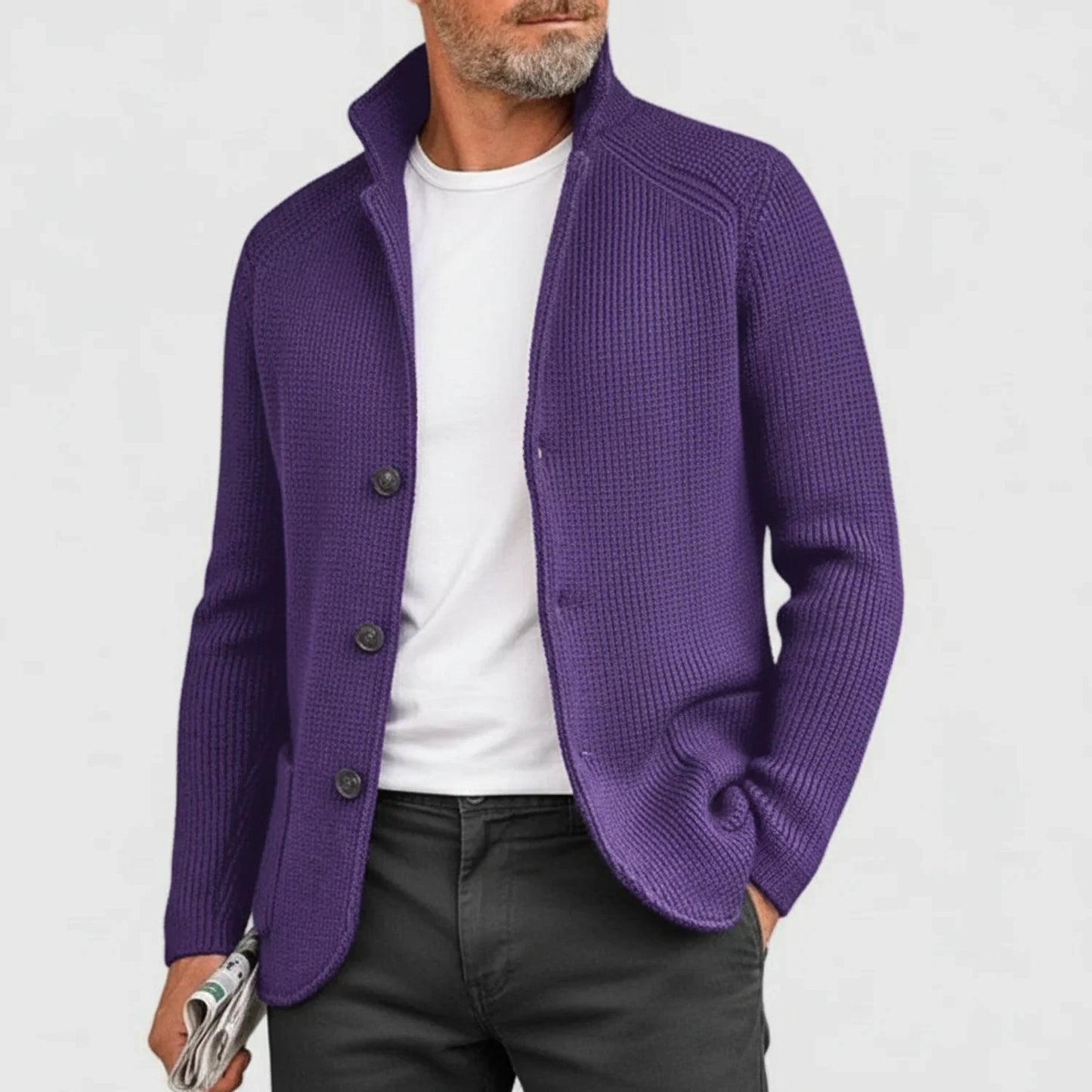 Button-Front Cardigan for Men AI replaced image