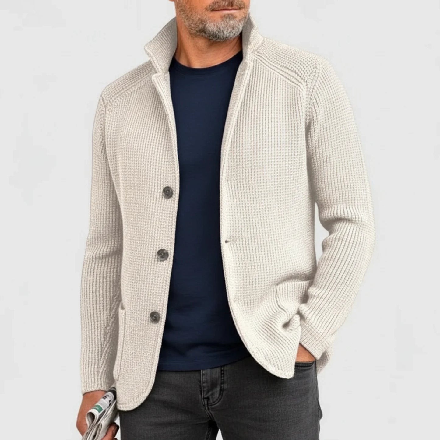 Button-Front Cardigan for Men AI replaced image