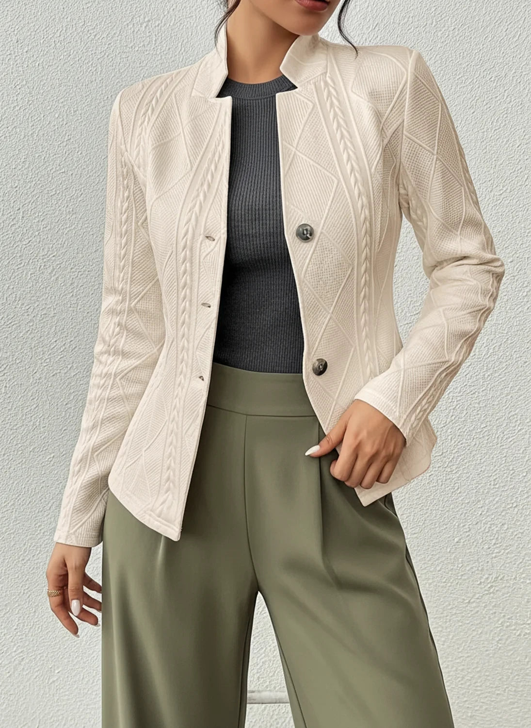Button-Front Fitted Jacket for Women AI replaced image