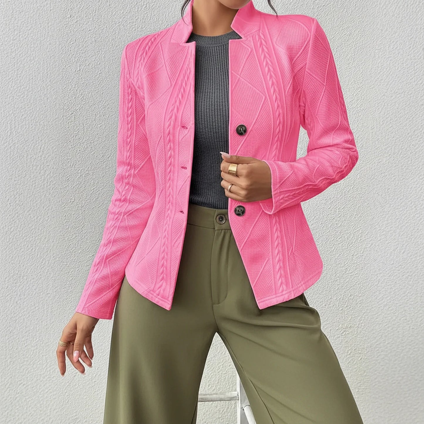 Button-Front Fitted Jacket for Women AI replaced image