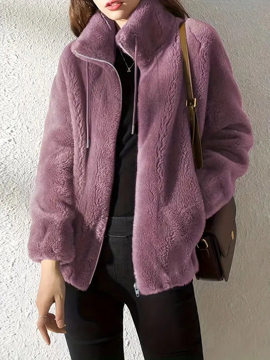 Zip-Up Relaxed Fit Jacket for Women - Image 1