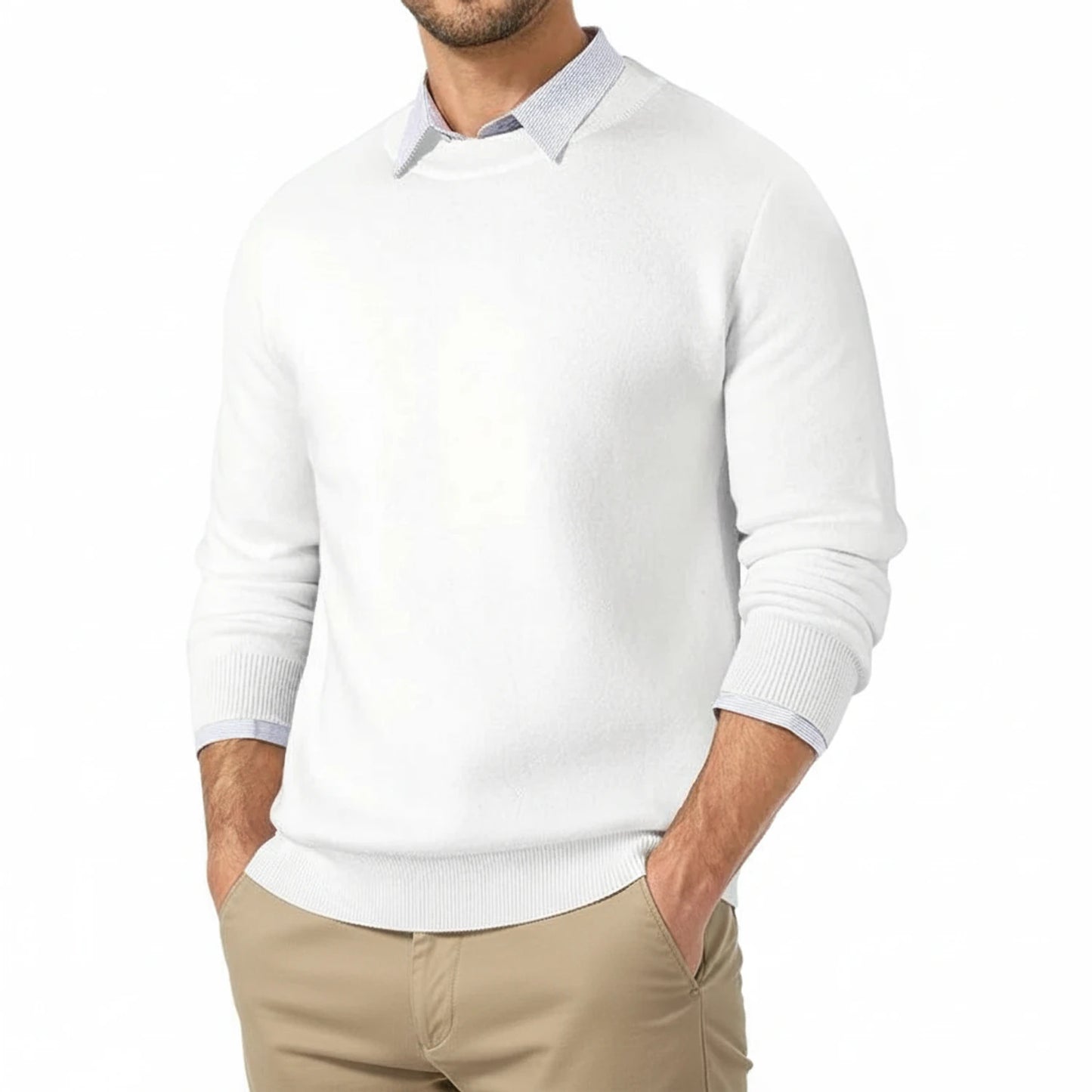 Classic Fit Crew Neck Sweater for Men