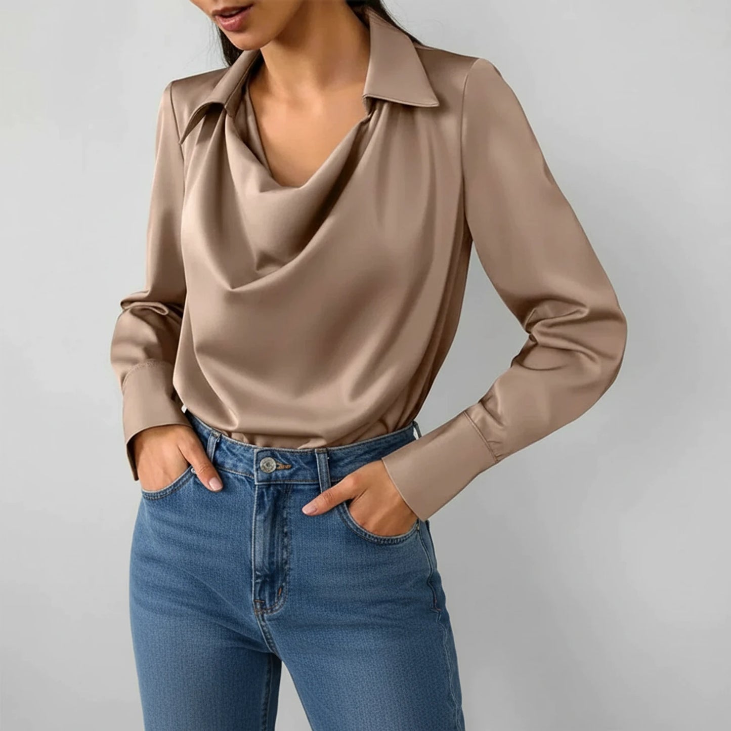 Collared Long Sleeve Blouse for Women