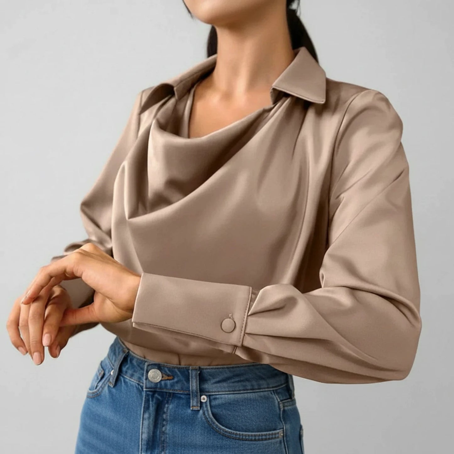 Collared Long Sleeve Blouse for Women