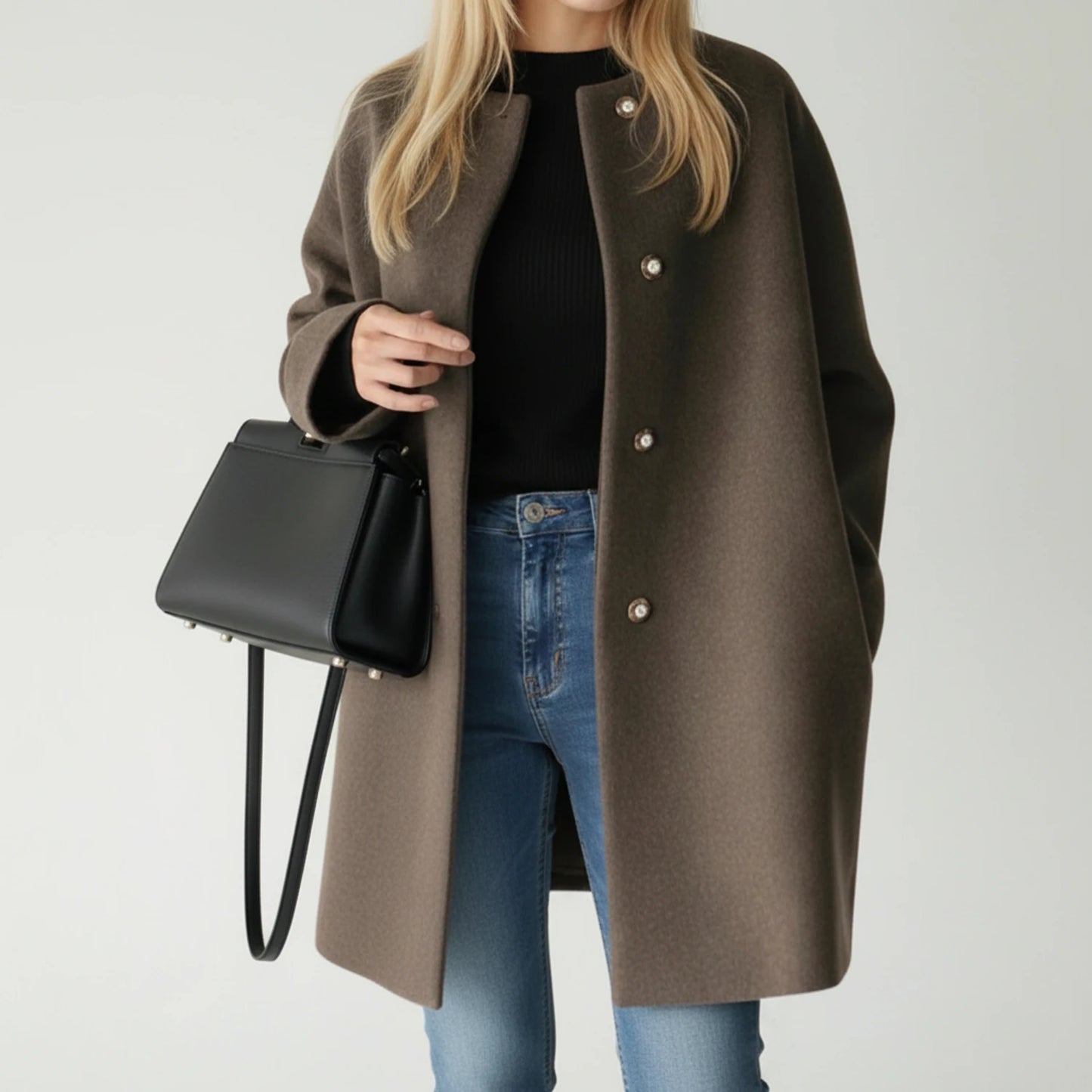 Collarless A-Line Jacket for Women