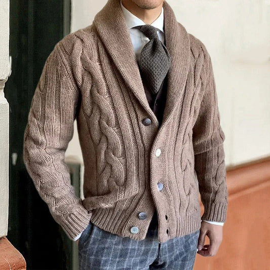 Shawl Collar Knit Jacket for Men - Image 1