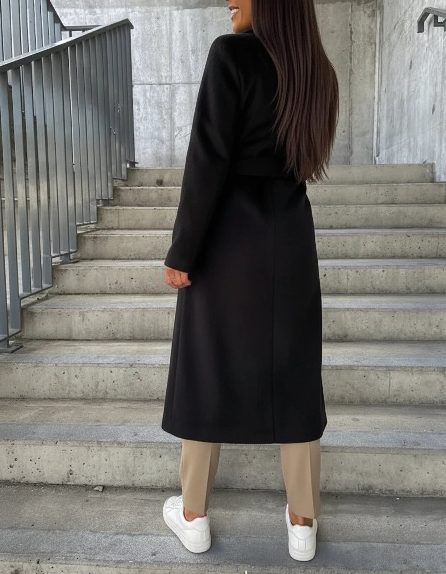 Long Belted Winter Coat for Women