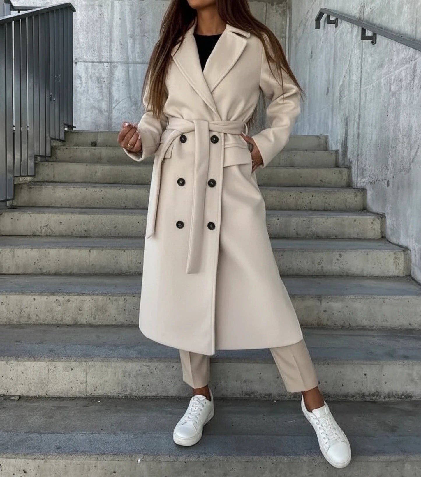 Long Belted Winter Coat for Women