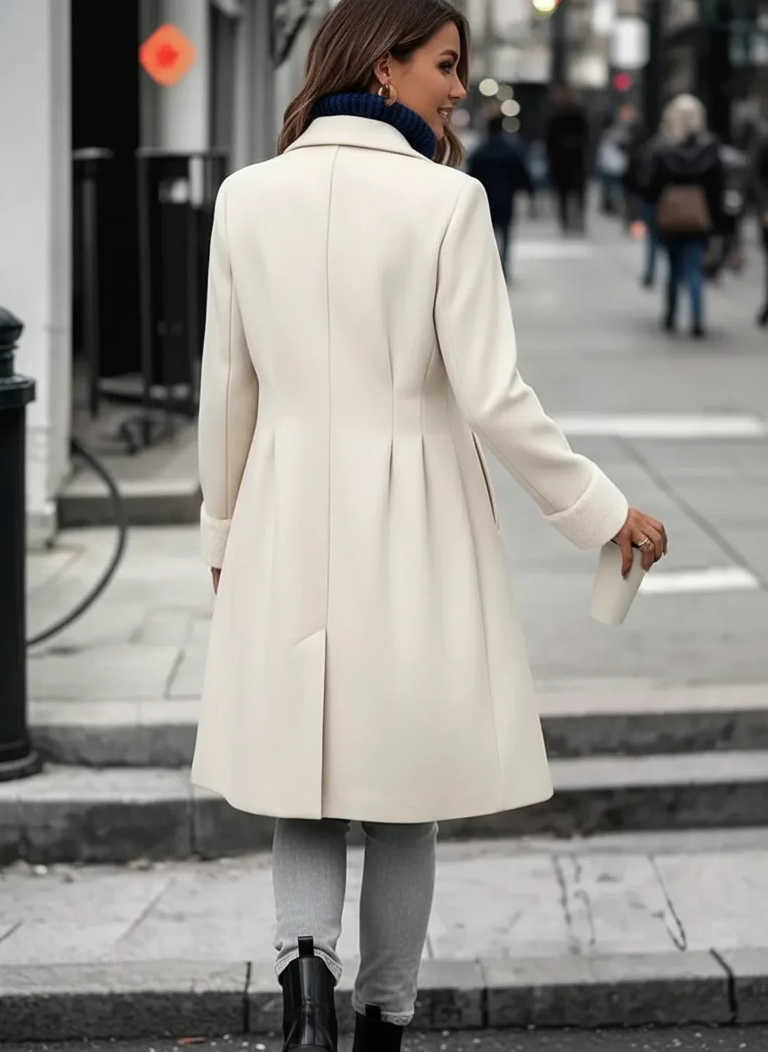 Double Breasted Long Winter Coat for Women AI replaced image