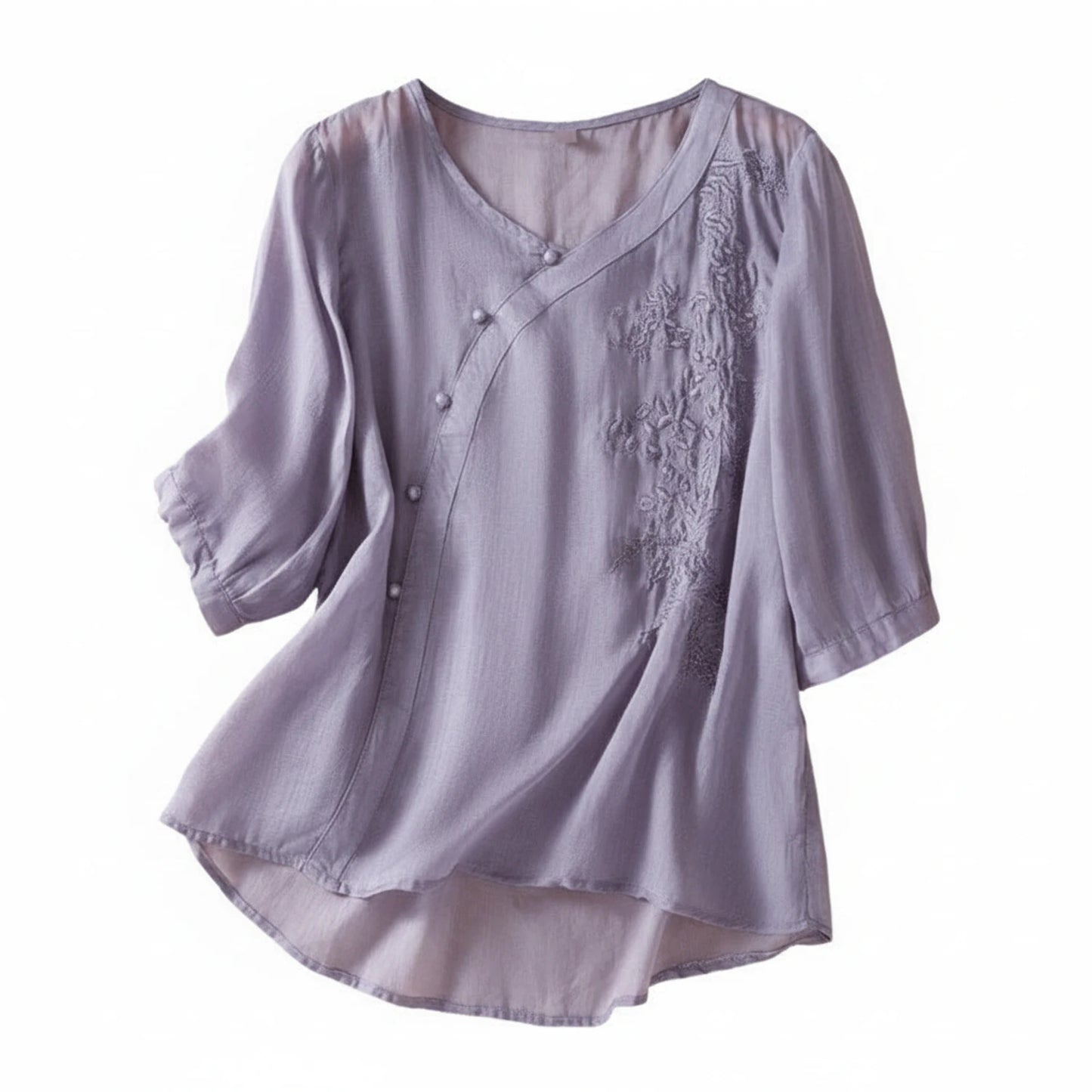 Embroidered V-Neck Blouse for Women