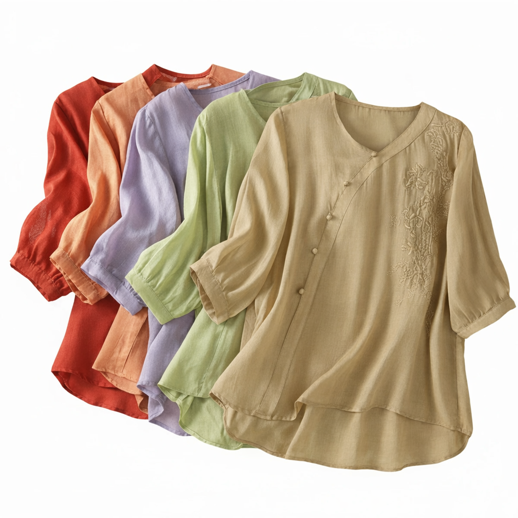 Embroidered V-Neck Blouse for Women