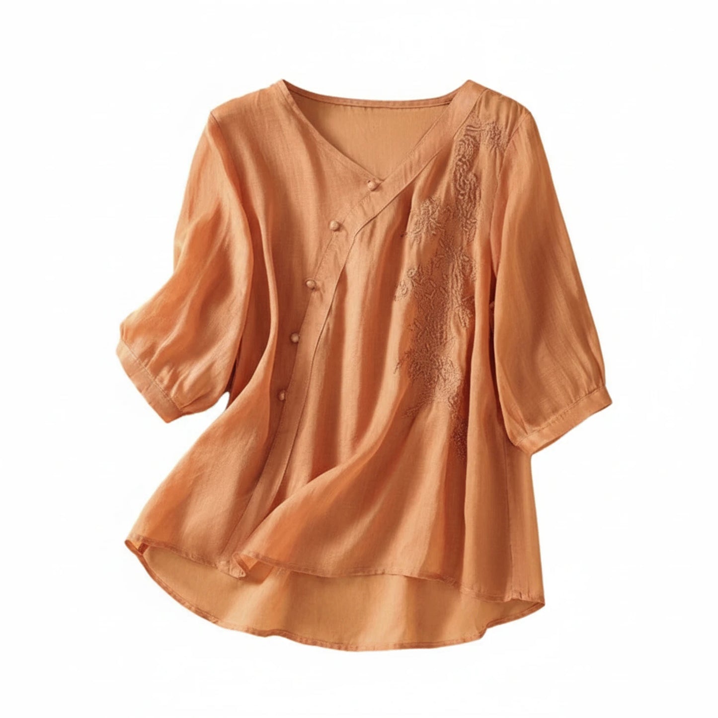 Embroidered V-Neck Blouse for Women