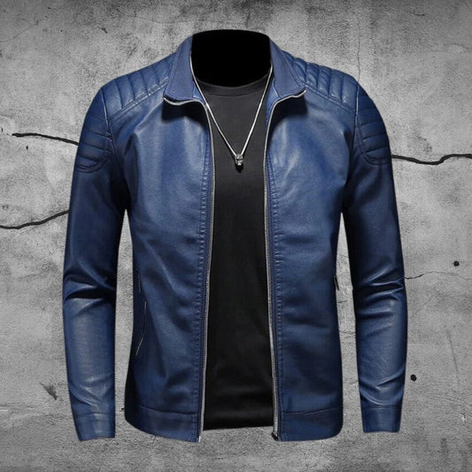 Zip-Up Biker Jacket for Men - Image 1