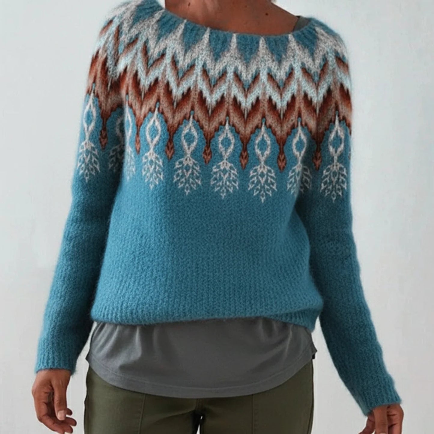 Fair Isle Sweater Pullover for Women AI replaced image