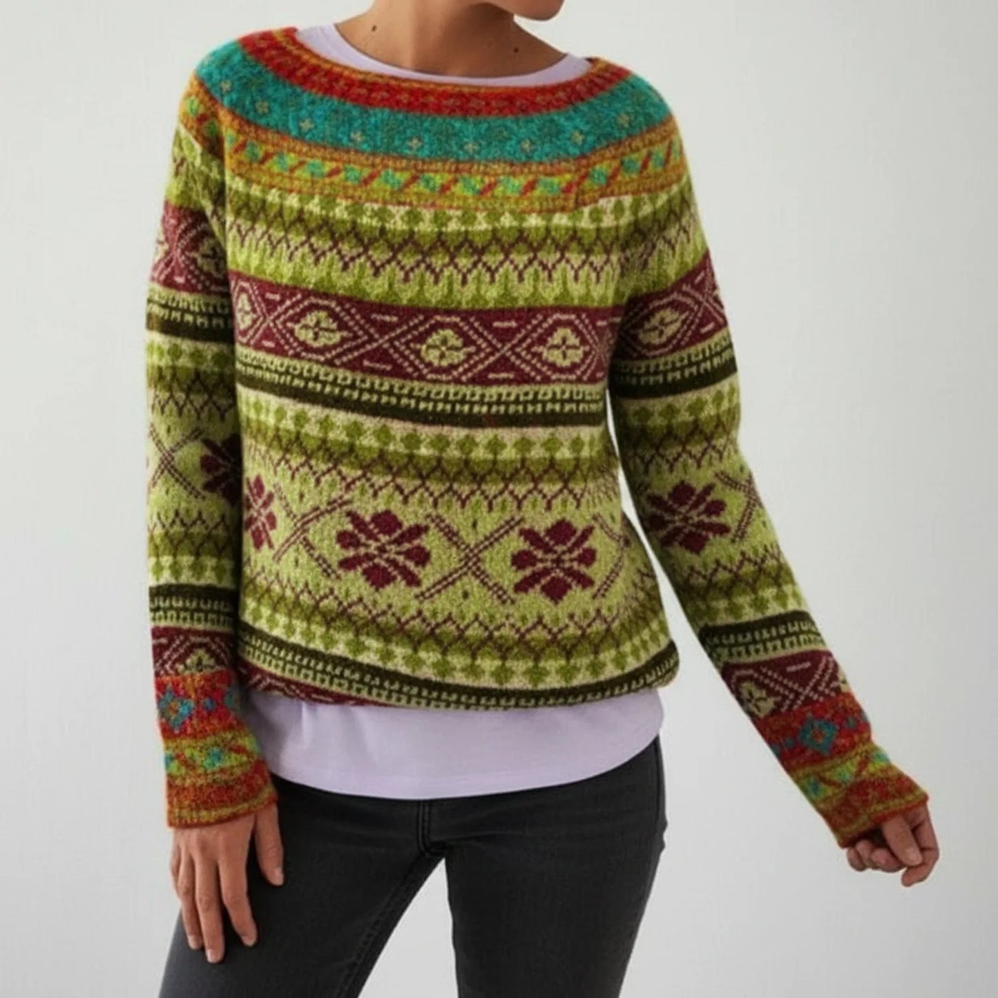 Fair Isle Sweater Pullover for Women AI replaced image