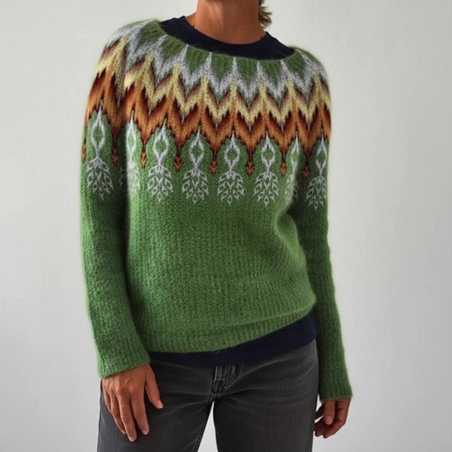 Fair Isle Sweater Pullover for Women AI replaced image