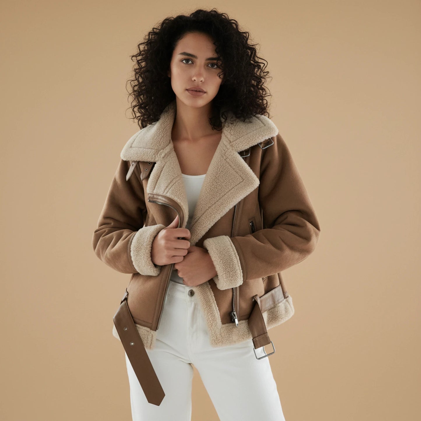 Shearling Aviator Jacket for Women