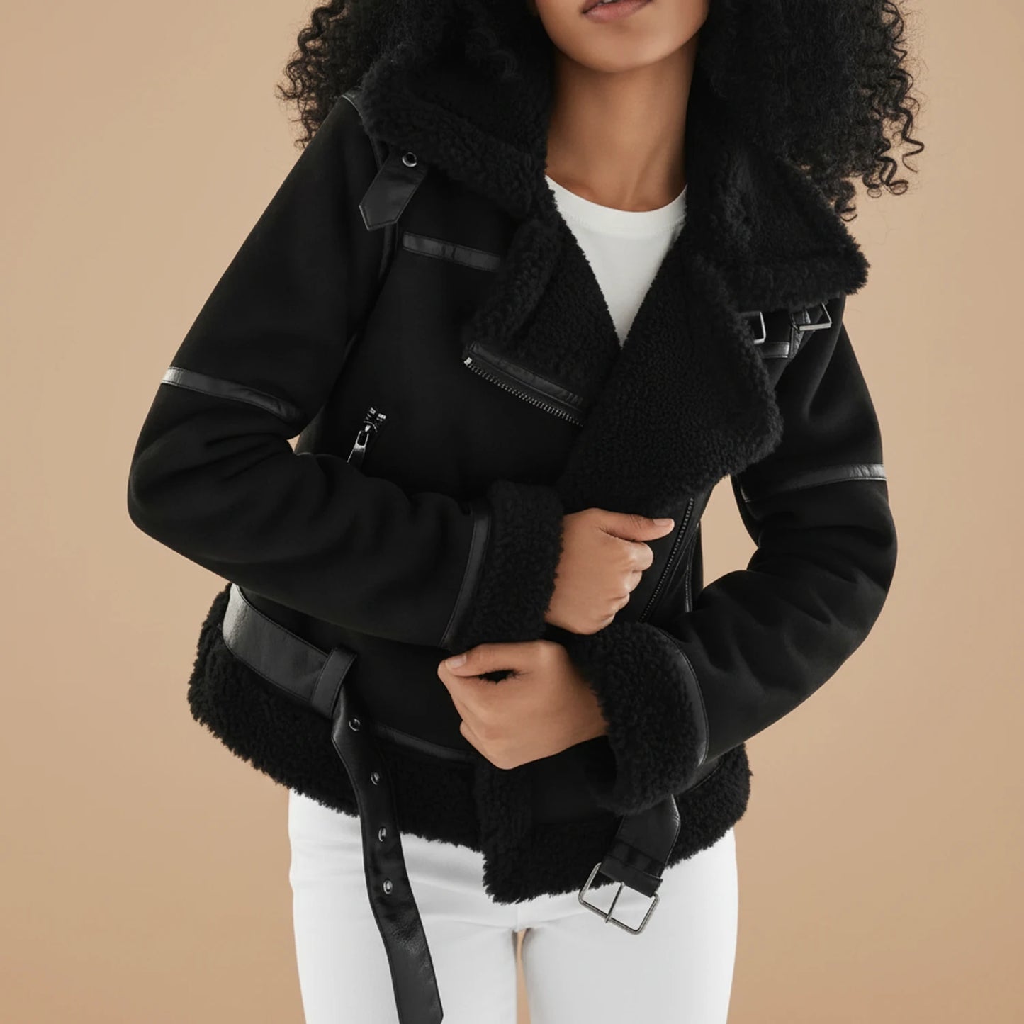 Shearling Aviator Jacket for Women