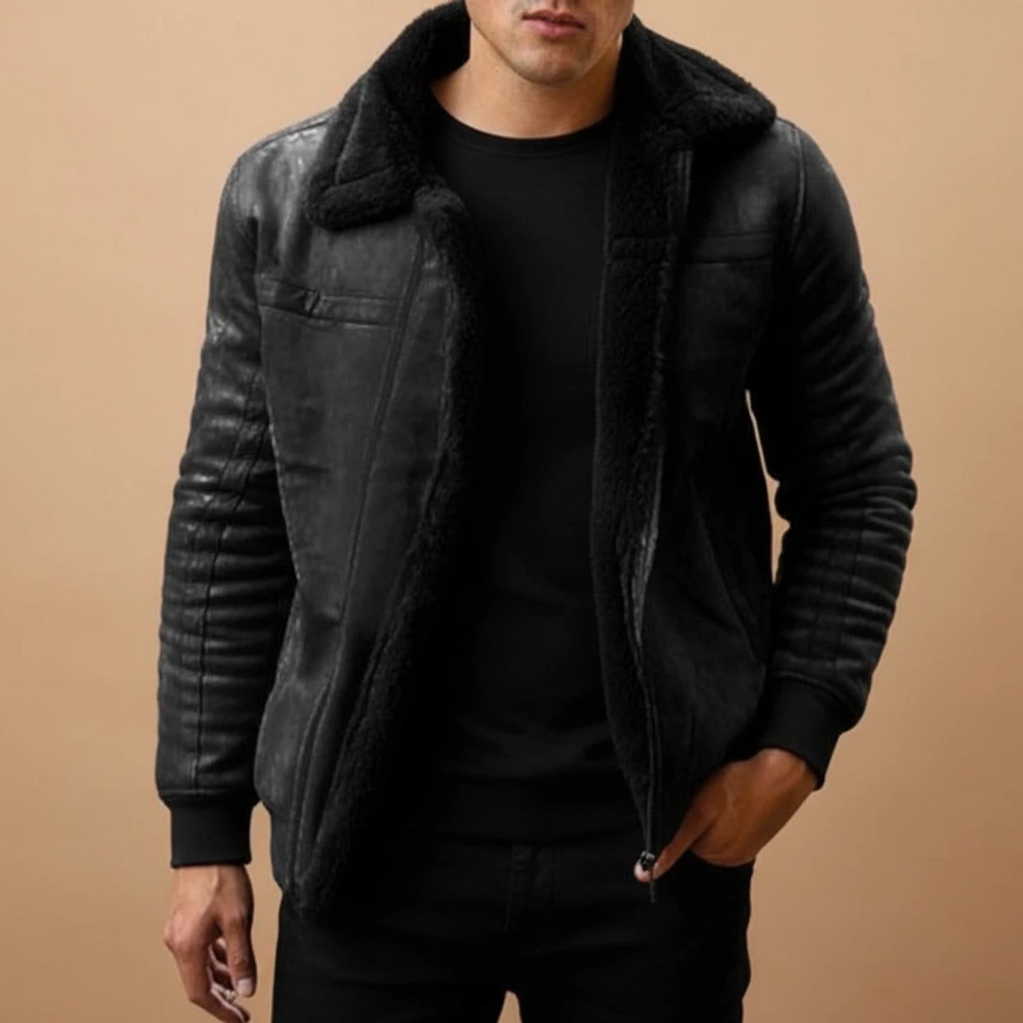 Fleece Collar Bomber Jacket for Women