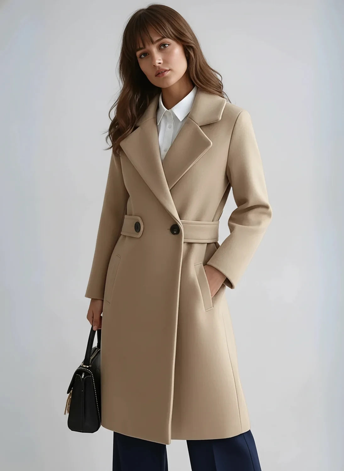 Formal Long Winter Coat for Women AI replaced image