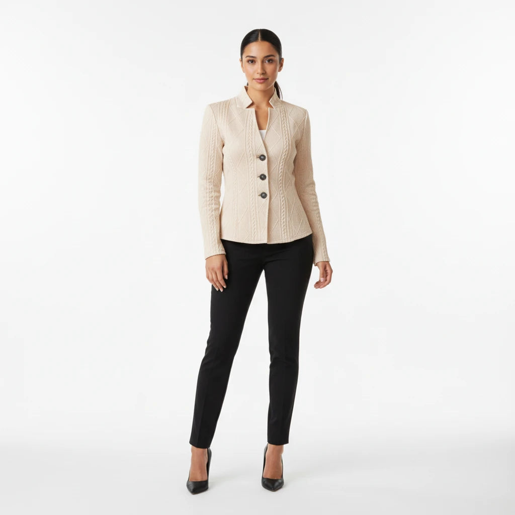 Fitted Button-Front Blazer for Women