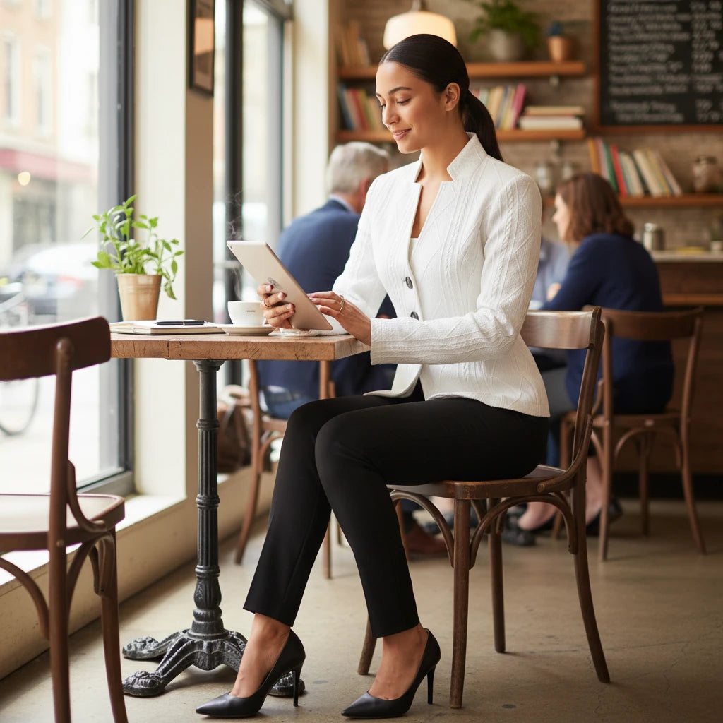 Fitted Button-Front Blazer for Women