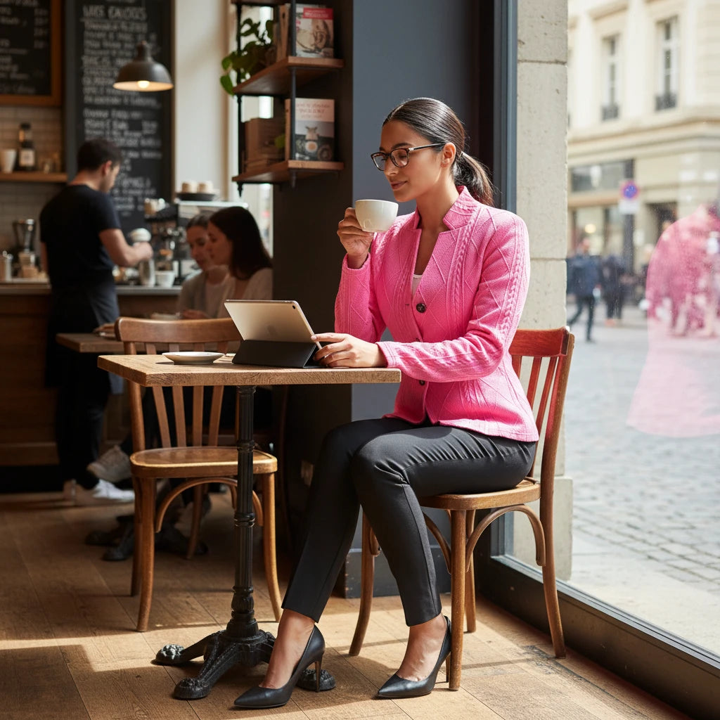 Fitted Button-Front Blazer for Women