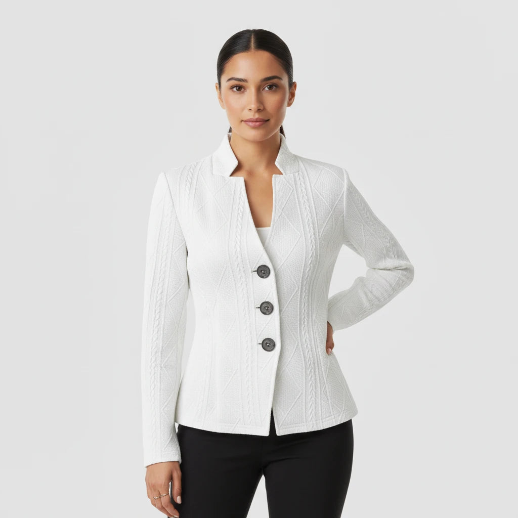 Fitted Button-Front Blazer for Women
