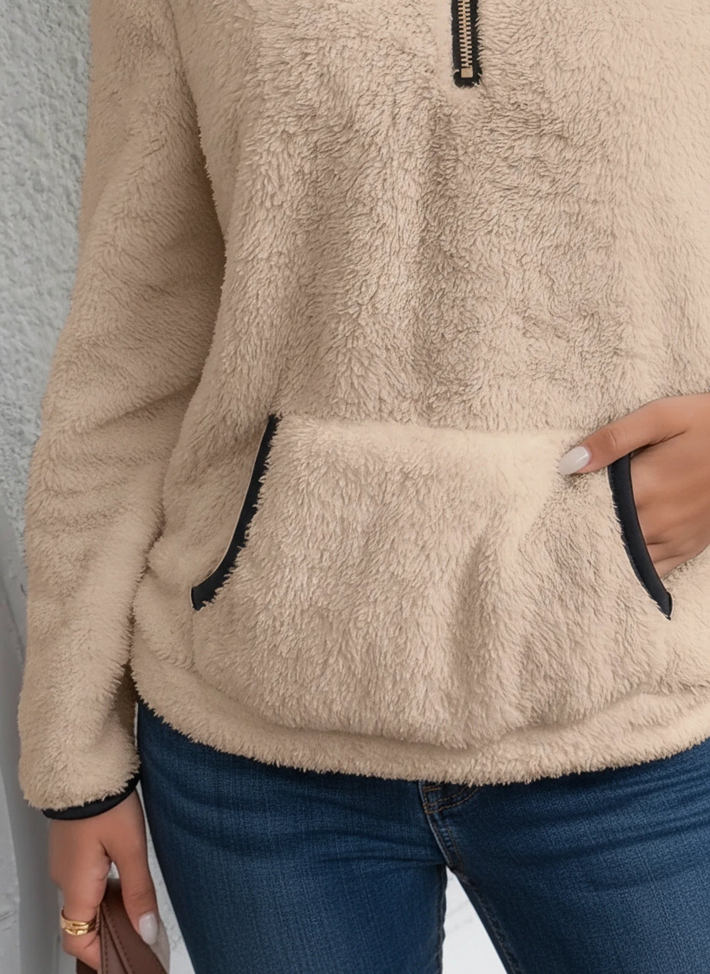 Half Zip Fleece Teddy Sweater for Women