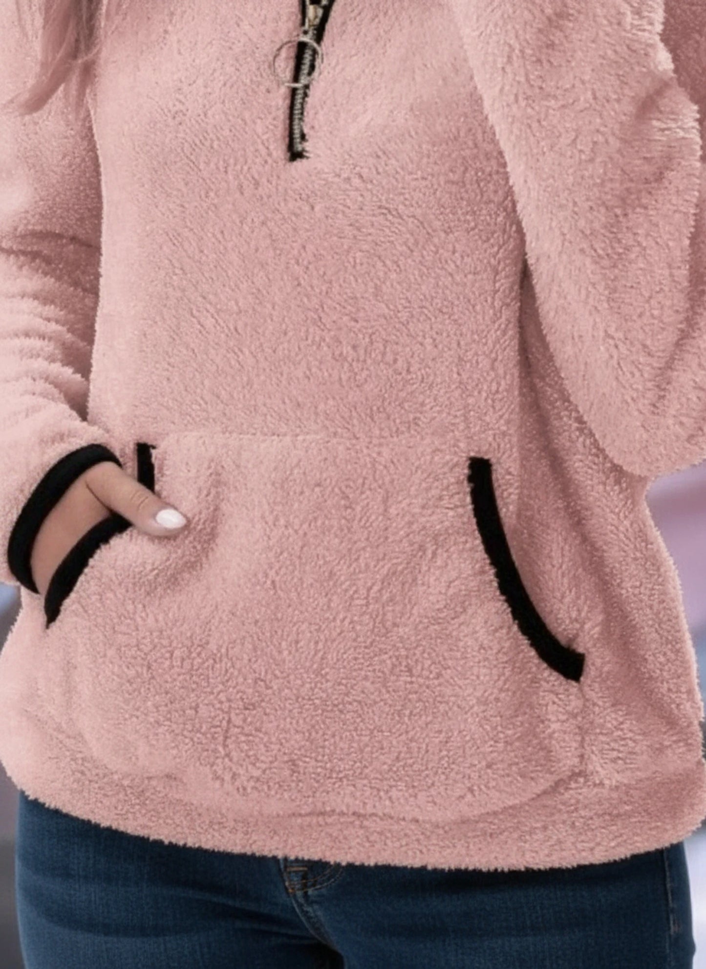 Half Zip Fleece Teddy Sweater for Women