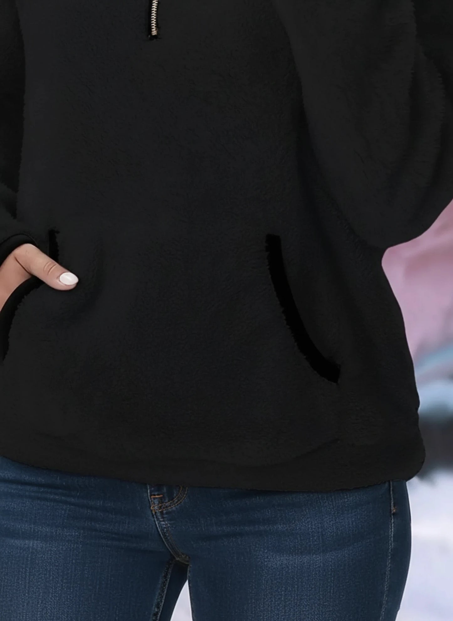 Half Zip Fleece Teddy Sweater for Women