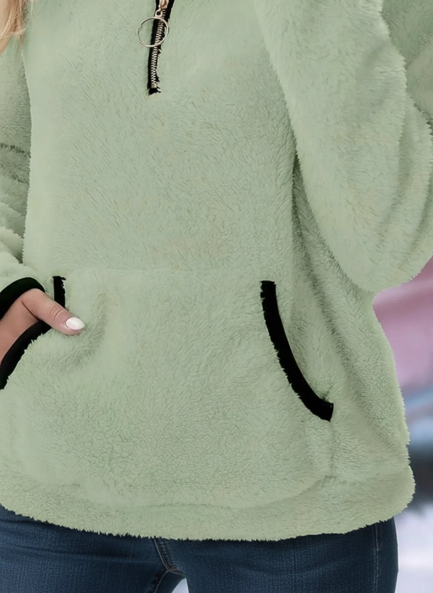 Half Zip Fleece Teddy Sweater for Women