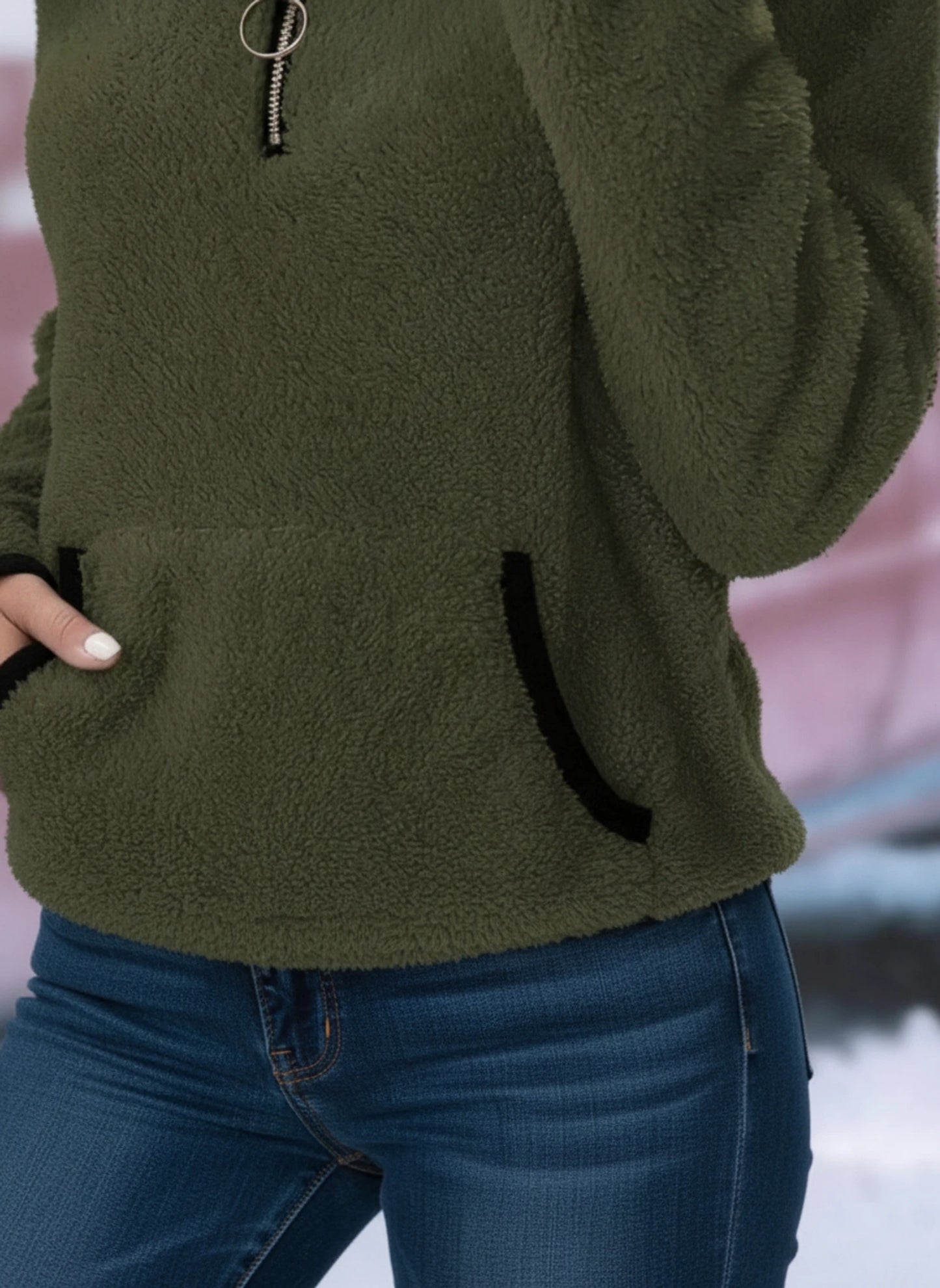 Half Zip Fleece Teddy Sweater for Women