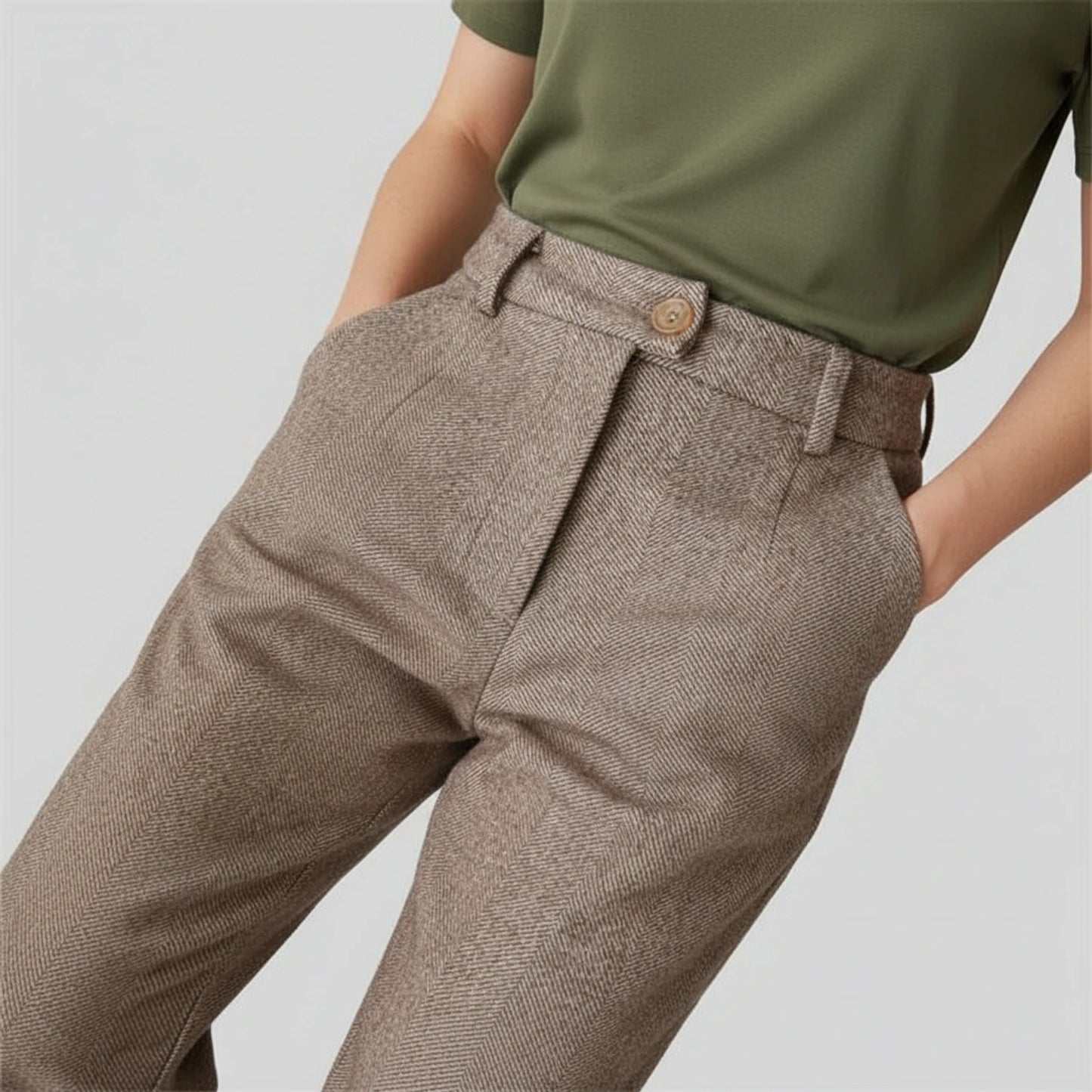 Herringbone Straight Leg Dress Pants for Men