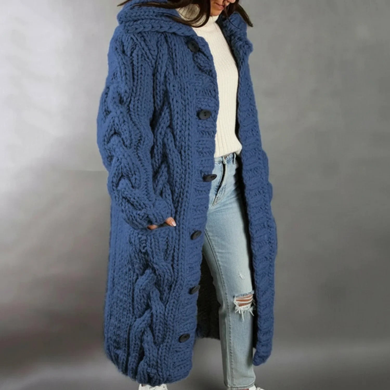 Hooded Long Cardigan for Women AI replaced image