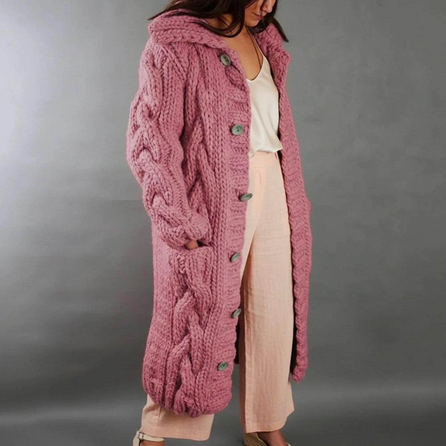 Hooded Long Cardigan for Women AI replaced image