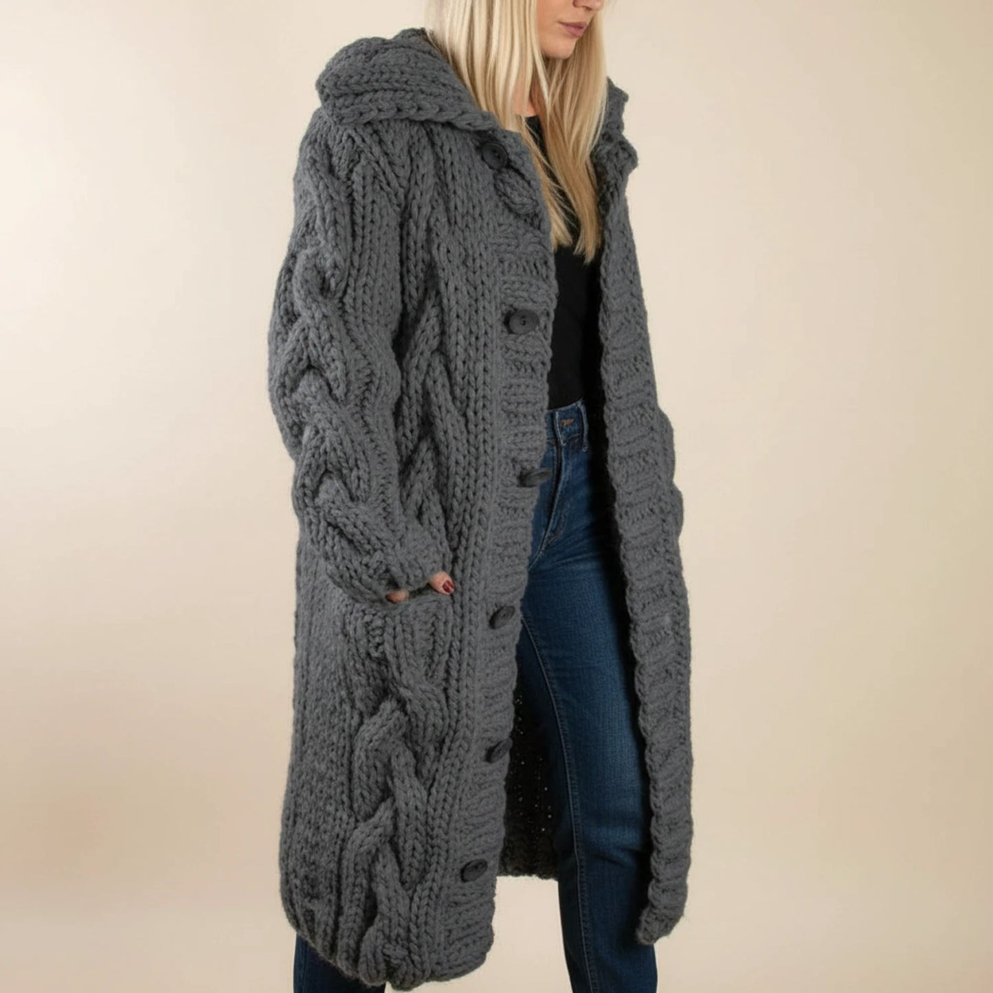 Hooded Long Winter Cardigan for Women