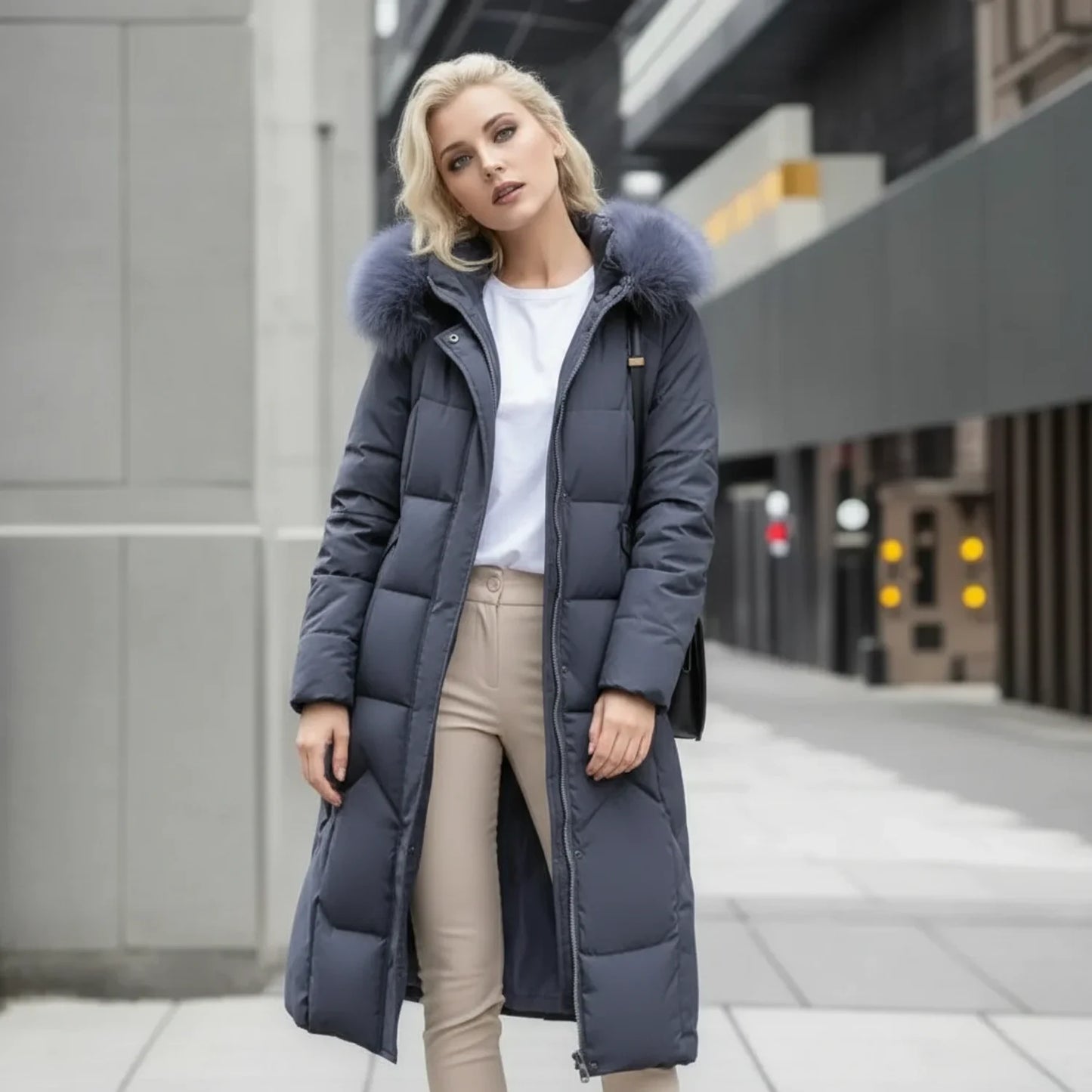 Hooded Puffer Coat for Women AI replaced image