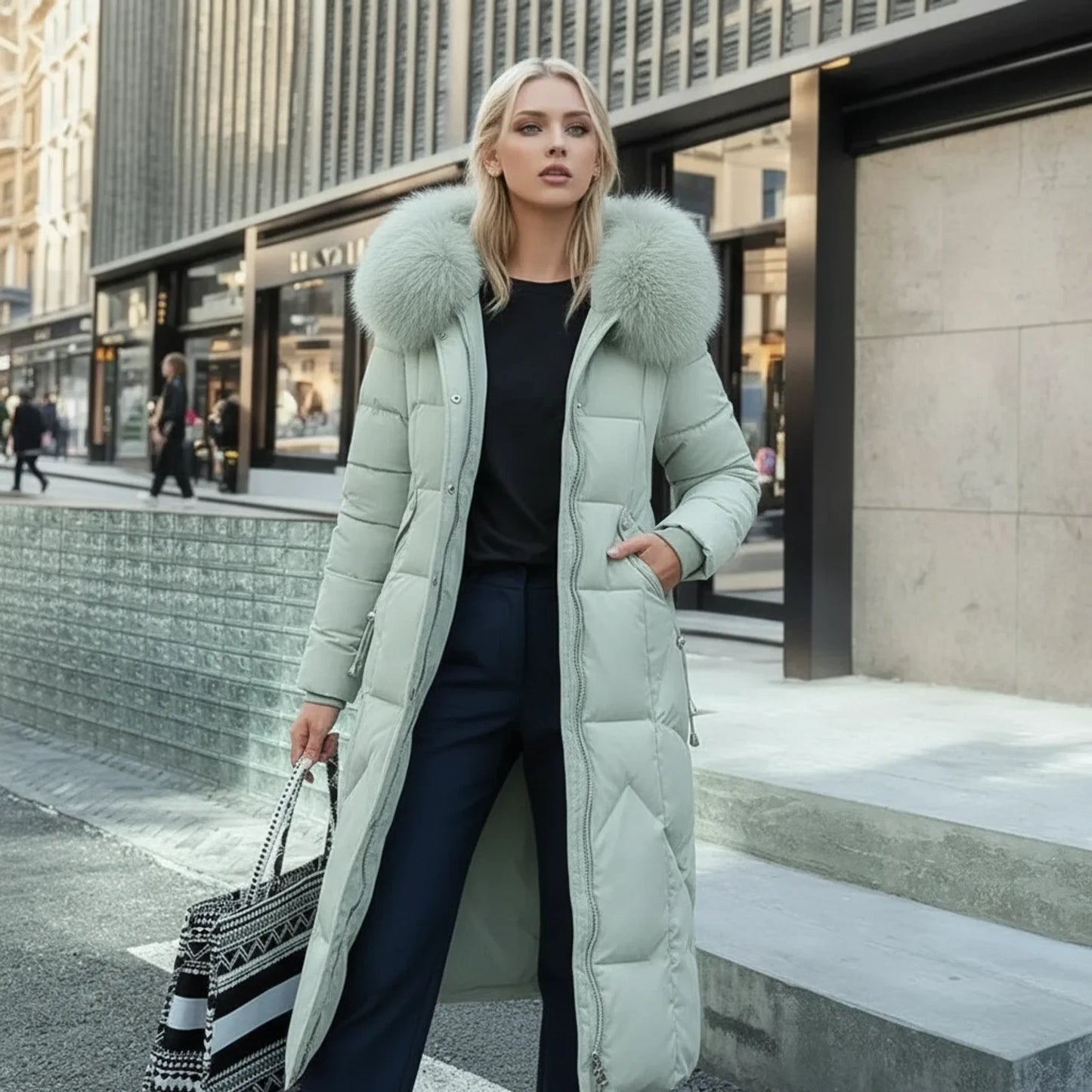 Hooded Puffer Coat for Women AI replaced image